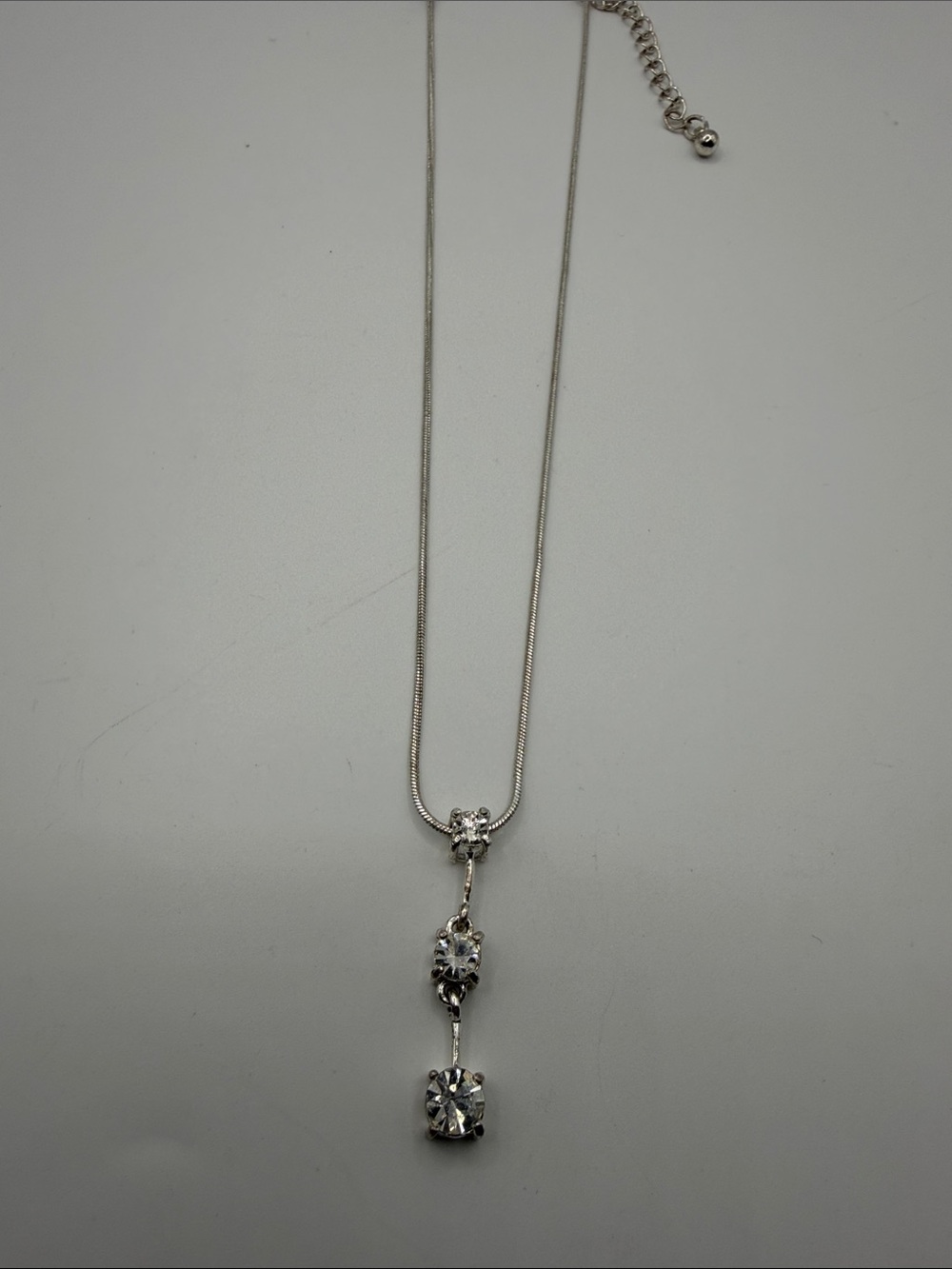 Silver Crystal Drop Pendant Necklace - Women Jewelry